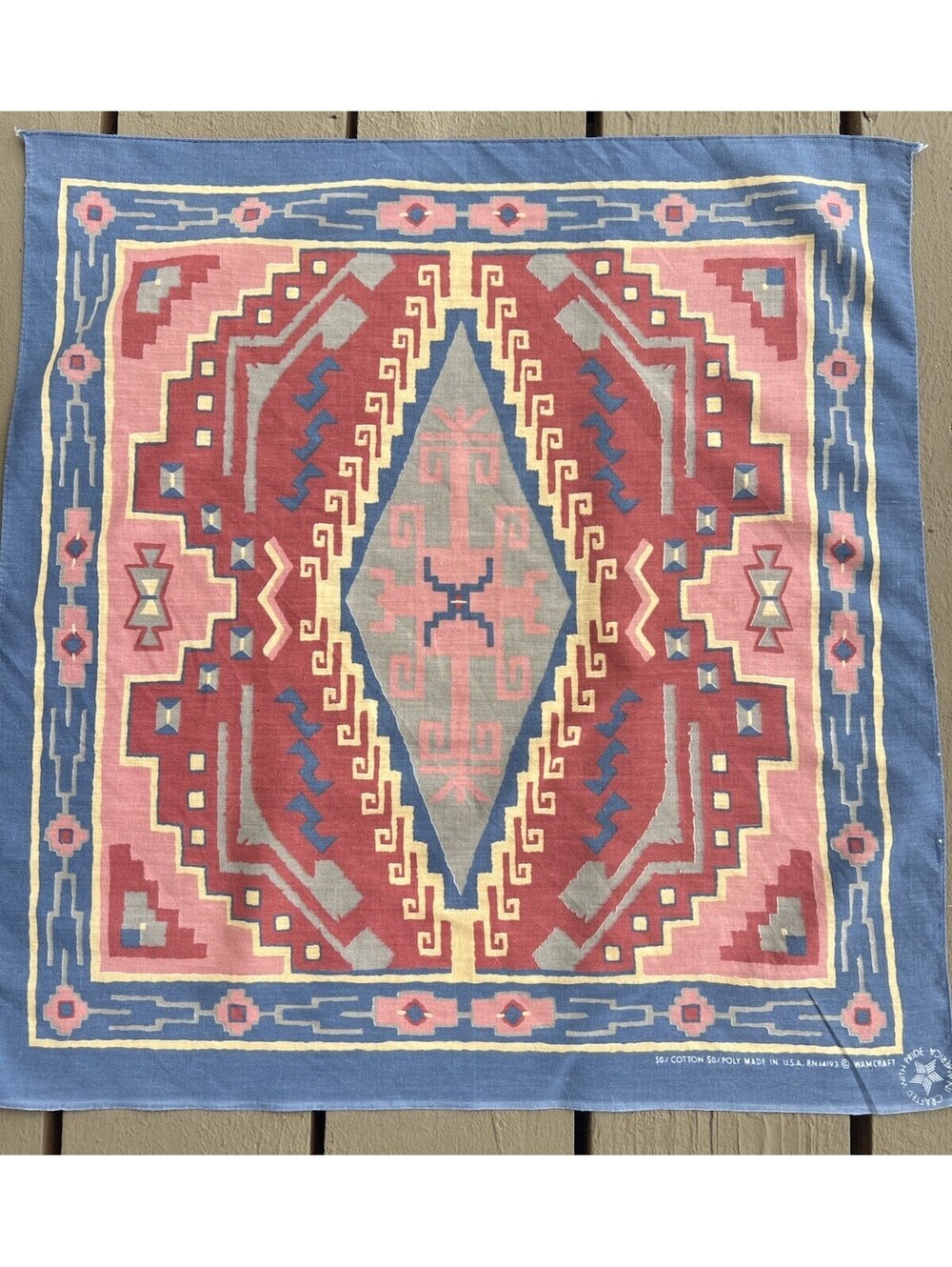 Vintage Wamcraft 21” X 22” Bandana Southwestern Native American Thunderbird